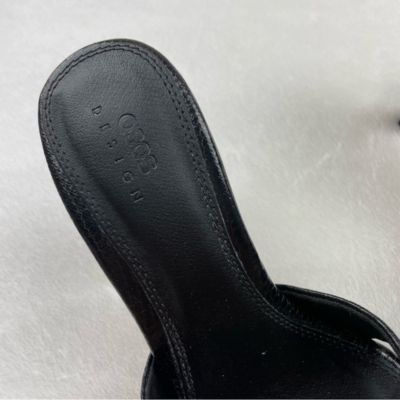 Y2K 90s Style Black Square Toe Open Toe Heels - Picture 4 of 7